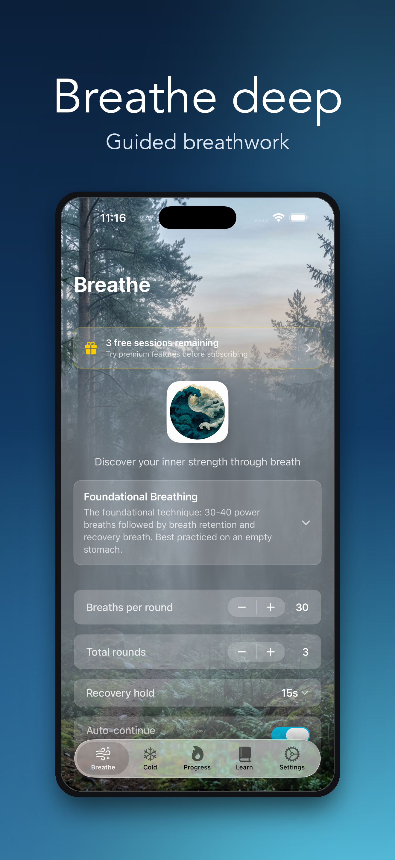 Breathe deep - Guided breathwork mockup
